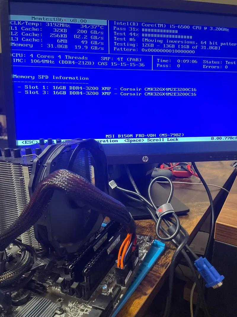 MemTest86+ — test pamięci RAM na platformie testowej